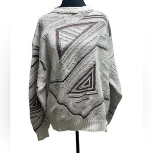 Vintage 90s Geometric Textured Knit golf Sweater